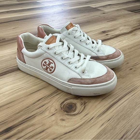 Tory Burch Color Block White Leather Sneakers